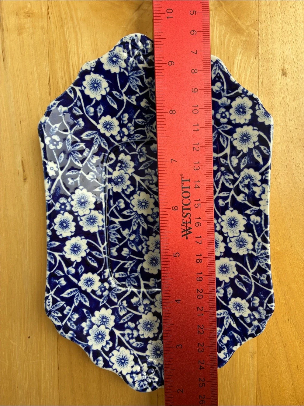 Burleigh Calico gravy boat underplate cobalt blue floral chintz